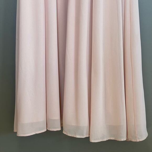 Lulus Thoughts of Hue Blush Surplice Maxi Dress Small Bridesmaid Light Pink - Picture 8 of 16